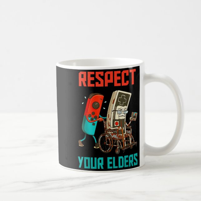 Mug Respect Your Elders Retro Gaming Video Gamer 80s B (Droite)