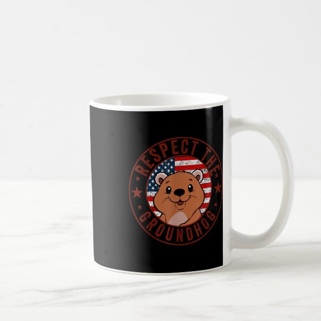 Mug Respectez Le Drapeau De La Marmotte Usa Woodchuck  (Droite)
