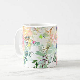 Mug Ressort d'aquarelle de PixDezines, pêche+Menthe