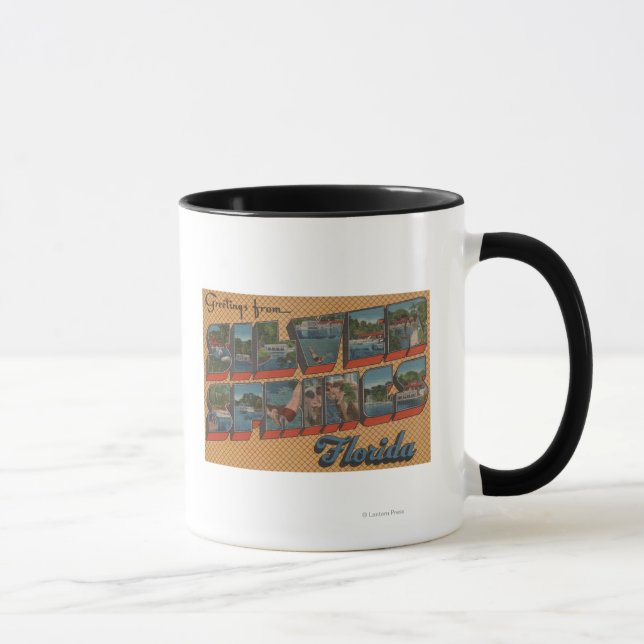 Mug Ressorts d'argent, Floride - Grandes lettres scène (Droite)