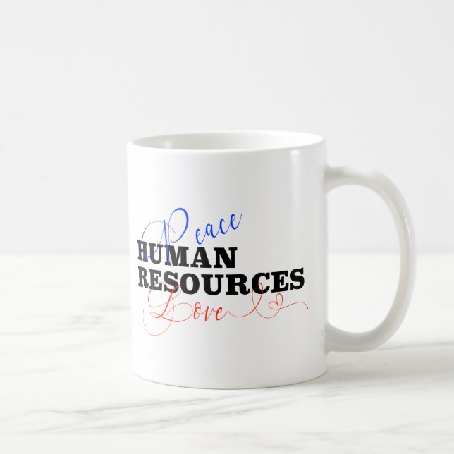 Mug Ressources humaines Peace Love manuscrite (Droite)
