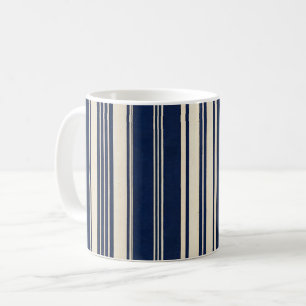 Mug Restauration Ivoire Bleu Nuit Aspect Tissé Vintage