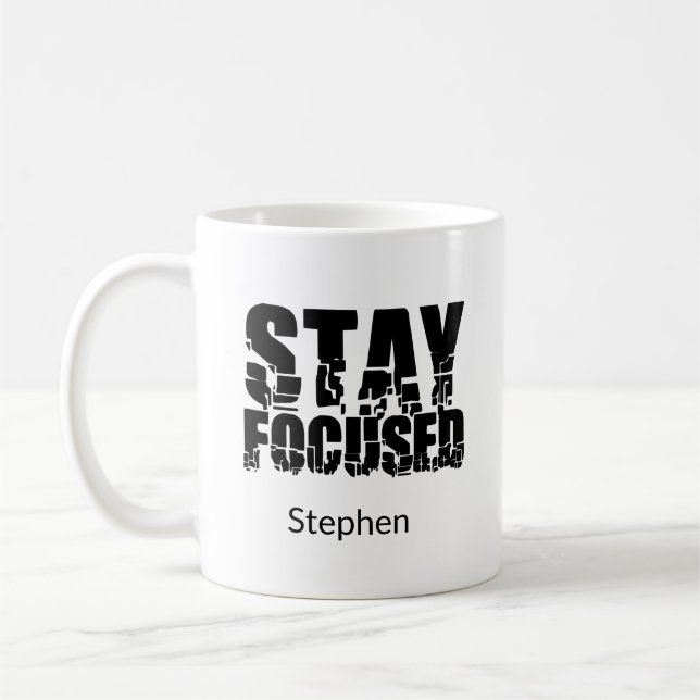 Mug Rester concentré | Phrase motivationnelle de préno (Gauche)
