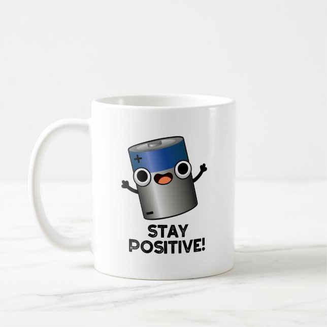 Mug Rester Positif Funny Battery Pun (Gauche)