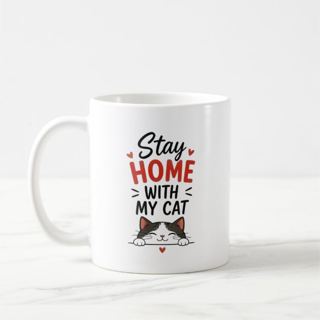 Mug Restez à la maison avec mon chat Introverti cosy A (Gauche)