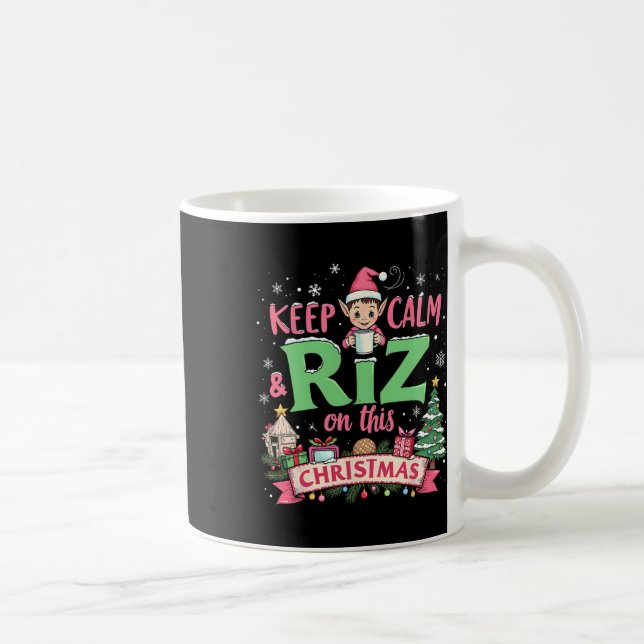 Mug Restez Calme Et Riz Ce Noël Avec Père Noël Elf (Droite)