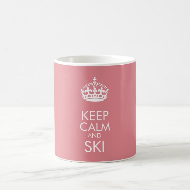 Mug Restez calme et skier - personnaliser texte et cou (Centre)