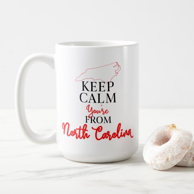 Mug Restez calme Vous êtes de Caroline du Nord (Avec donut)