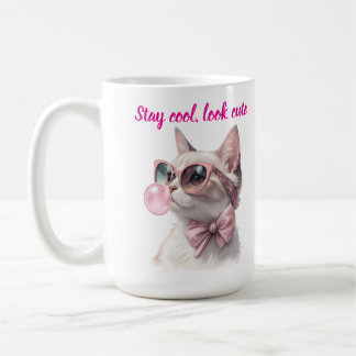 Mug Restez Cool Regardez Mignon Chat Rose Qui Fait des