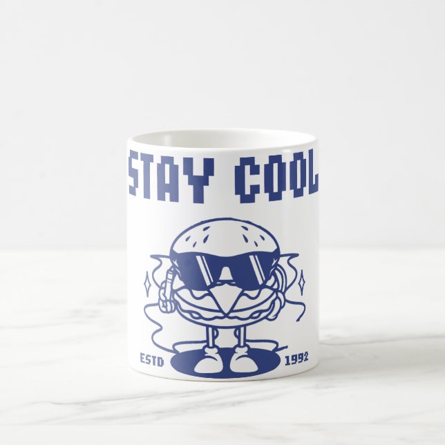 Mug Restez Cool Rétro Burger Dessin Animé - Nourriture (Centre)