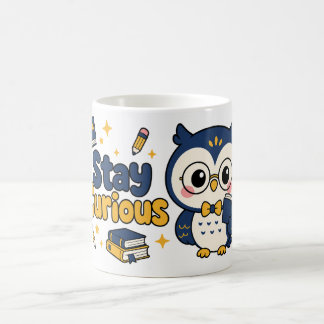Mug Restez Curieux Design de Chouette Kawaii Amateur d