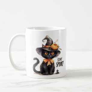 Mug Restez Éffrayant - Chat Casquette sorcier