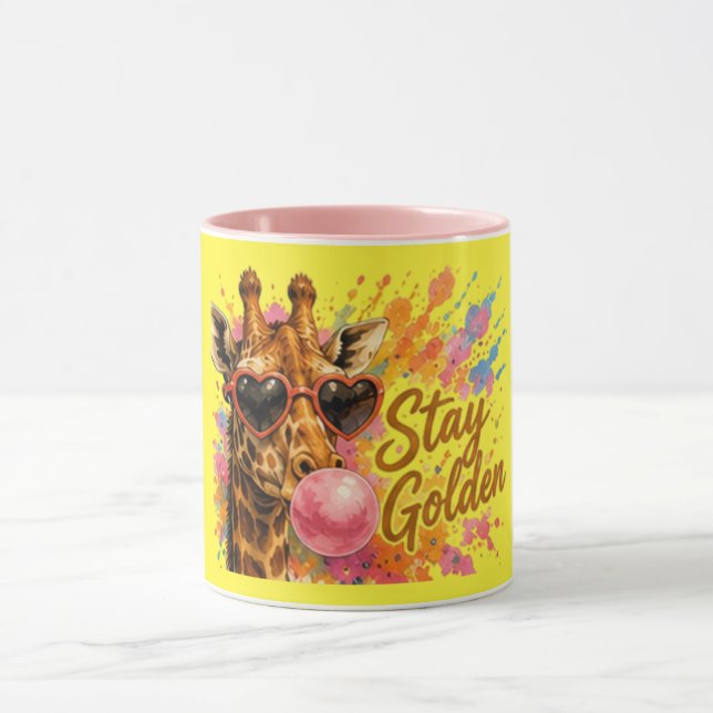 Mug Restez Girafe Dorée | Animal de Safari Mignon  (Centre)