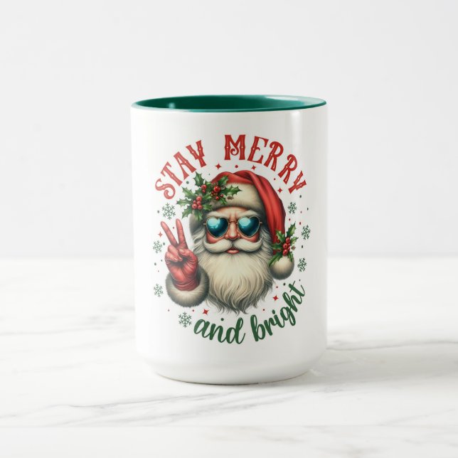 Mug Restez Joyeux et Cool brillant Père Noël Noël (Centre)