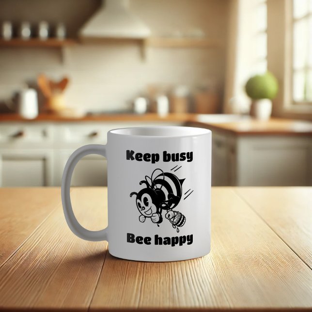 Mug Restez Occupé Soyez Heureux Occupé Bee Motivationa (Créateur téléchargé)