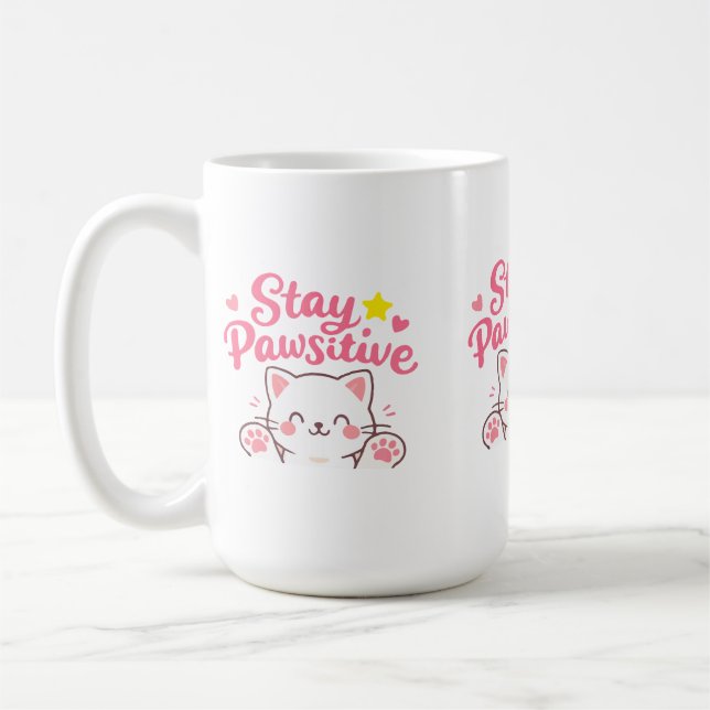 Mug Restez Pawsitif – Conception de citation motivante (Gauche)