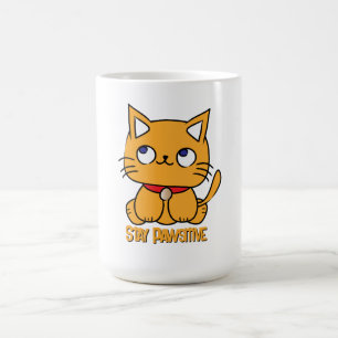 Mug Restez Pawsitif Dessin Animé de Chat Drôle Mignon