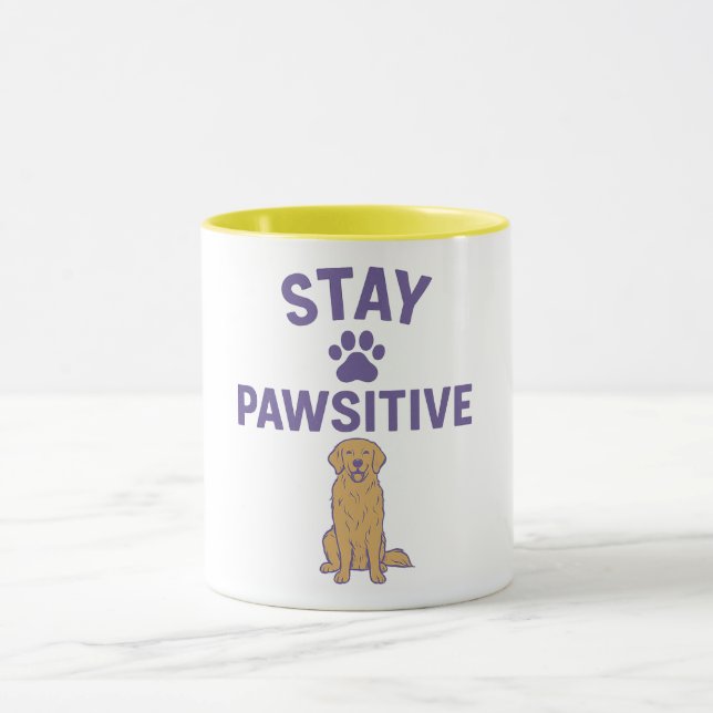 Mug restez positif, restez pawsitif (Centre)
