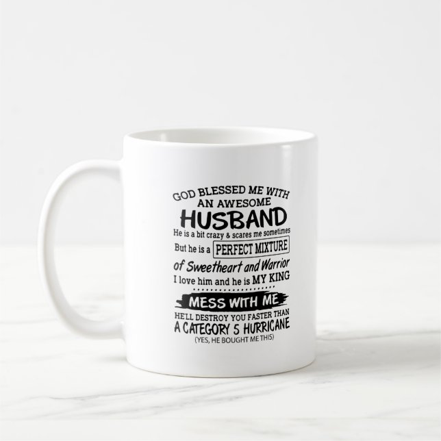 Mug Restez protégé avec votre mari guerrier (Gauche)