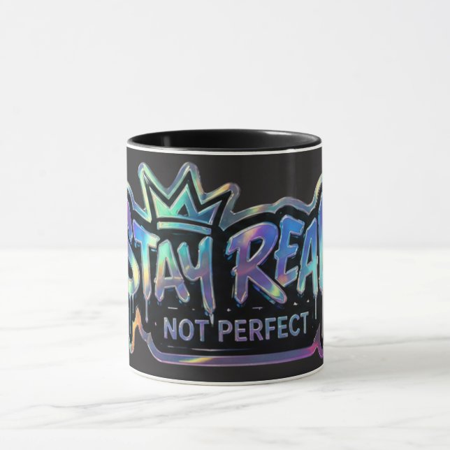 Mug Restez Réel Pas Parfait | Inspirant  (Centre)