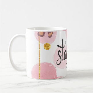 Mug Restez sauvage, empreinte de léopard, cercles rose