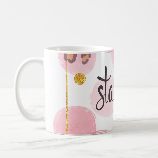 Mug Restez sauvage, empreinte de léopard, cercles rose (Gauche)