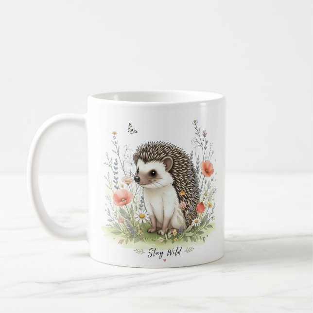 Mug Restez Sauvage Hérisson Mignon de la Forêt  (Gauche)