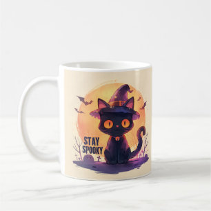 Mug Restez Spooky – Chat de la Lune Citrouille