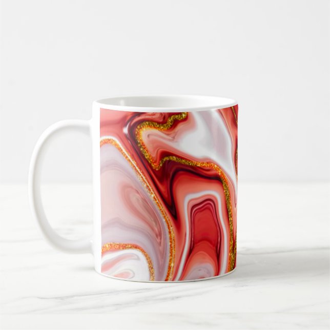 Mug Résumé de marbre fluide en or corail Art (Gauche)