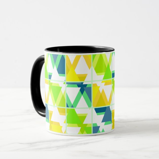 Mug Résumé vert jaune , géo , géométrique , jaune , (Devant gauche)