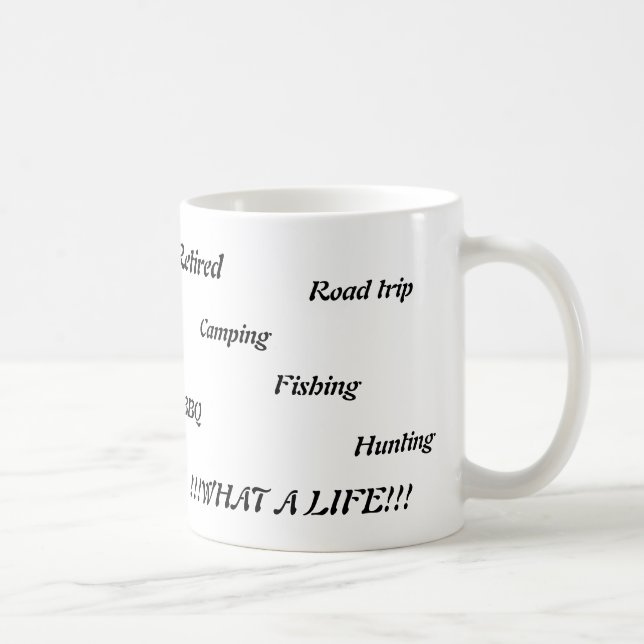 Mug Retiré, voyage par la route, camping, pêche, BBQ, (Droite)