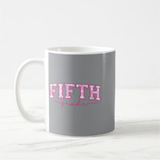 Mug Retour à l'école 5e cinquième année toile rose flo