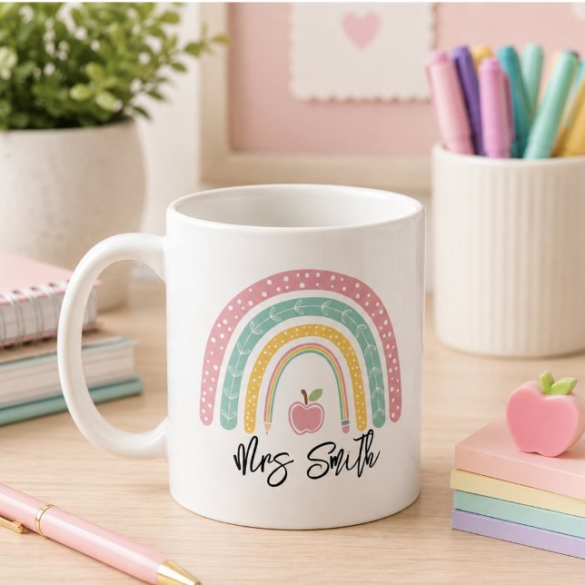 Mug Retour à l'école Arc-en-ciel Professeur Vie (back School Rainbow Teacher Life Coffee Mug)
