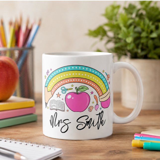 Mug Retour à l'école Arc-en-ciel Professeur Vie (back School Rainbow Teacher Life Coffee Mug)