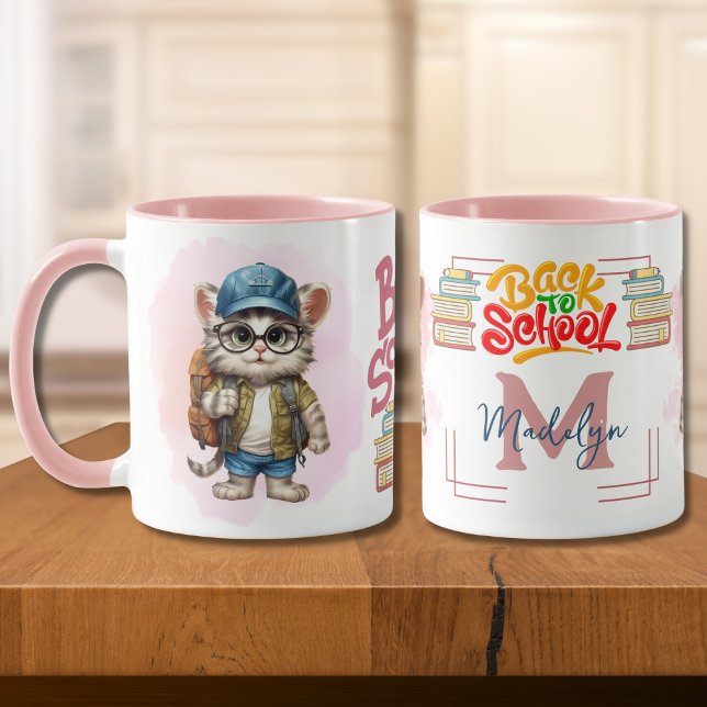 Mug Retour À L'École Chat Porte-Sacs À Dos Customisé (Créateur téléchargé)