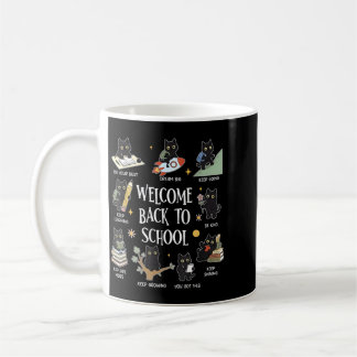 Mug Retour à l'école Chaton noir mignon de motivation