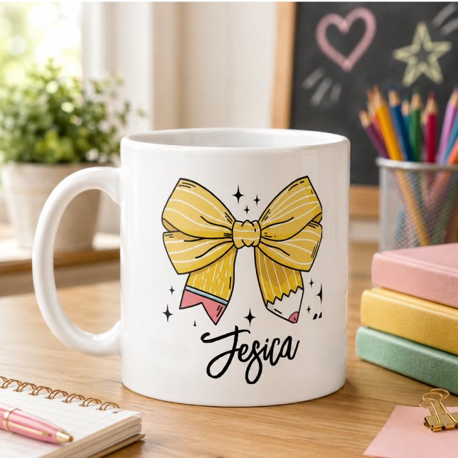 Mug Retour à l'école Coquette Nom personnalisé (Back to School Coquette Custom Name Coffee Mug)