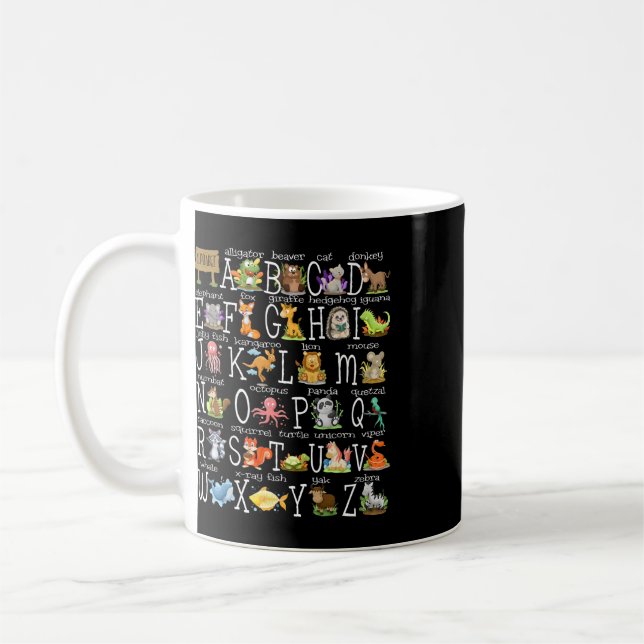 Mug Retour à l'école Enfants Animaux Mignons A-z Alpha (Gauche)