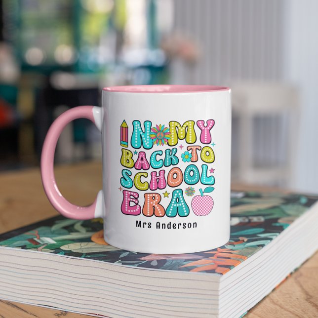 Mug Retour à l'école enseignant rétro coloré  (Créateur téléchargé)