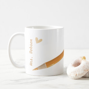 Mug Retour à l'école Enseignants Nom Crayon jaune clas