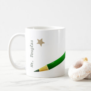 Mug Retour à l'école Enseignants Nom Crayon vert class