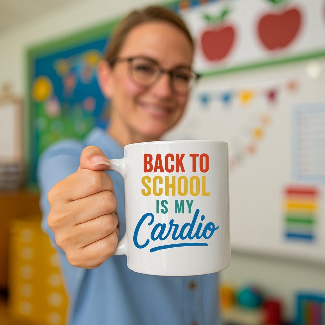 Mug Retour à l'école est ma musique cardio; enseignant (Créateur téléchargé)