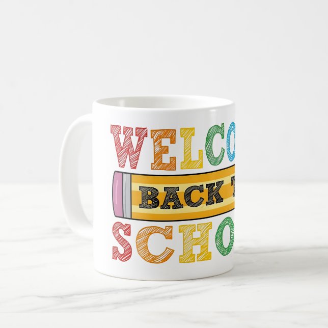 Mug Retour à l'école – Illustration de crayon (Devant gauche)