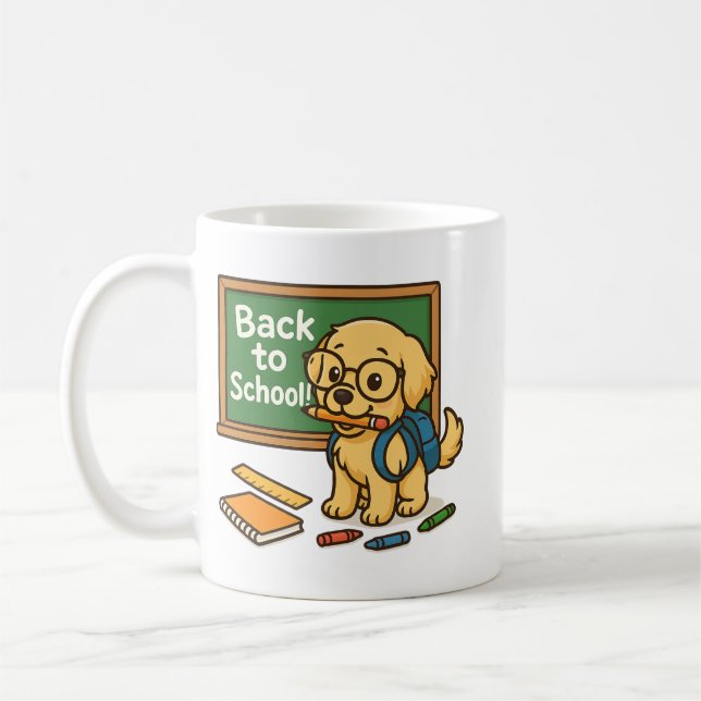 Mug Retour à l'école - jolie Golden Retriever (Gauche)