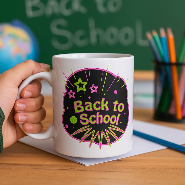 Mug Retour à l'école Neon Pop Art Bright Classroom (Créateur téléchargé)
