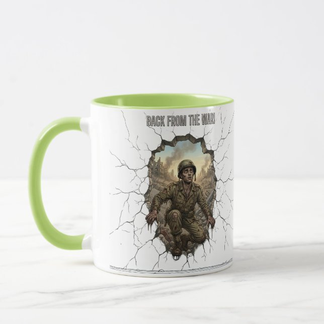 Mug Retour de la guerre Soldat Double exposition Café  (Gauche)