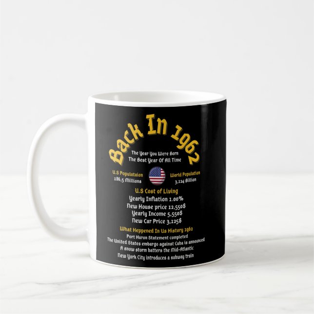Mug Retour En 1962 L'année de votre naissance - 60e an (Gauche)
