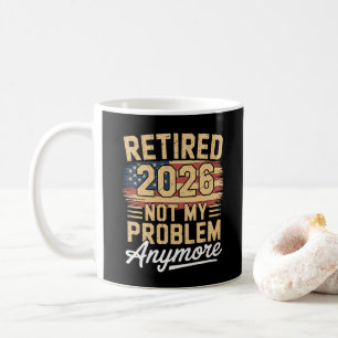Mug Retraité 2026 Plus Mon Problème Drapeau US Rétro
