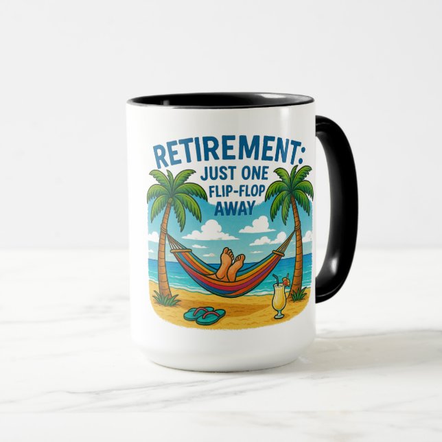☕ Mug : "Retraite : à un seul tongs près" (Devant droit)