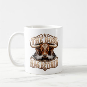 Mug Retraite drôle de patron vintage Western Longhorn